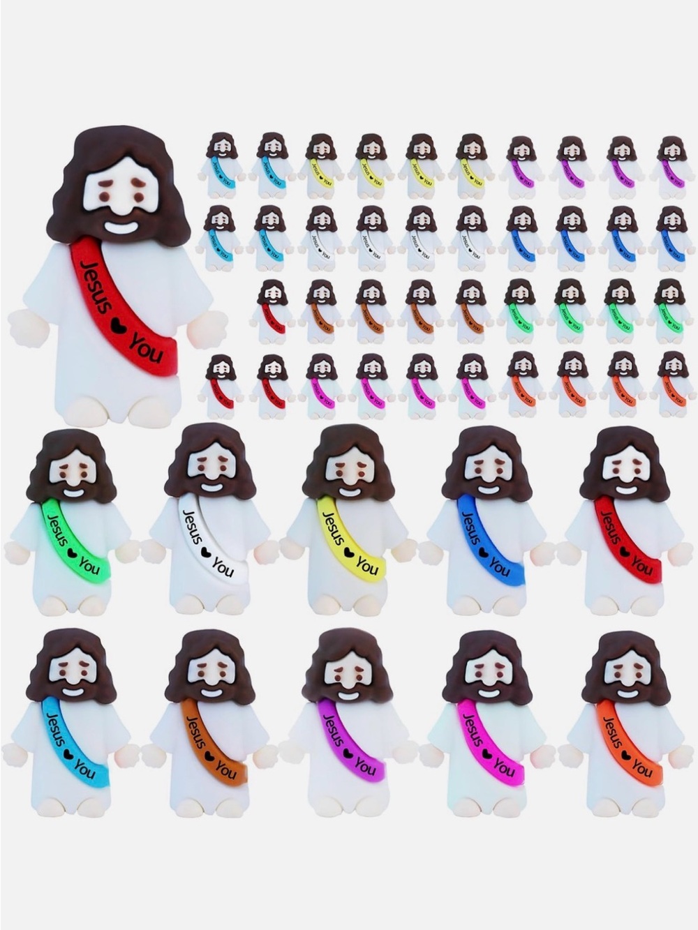 Jesus Figure Eraser Set - Assorted Sash Colors